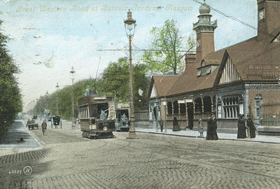  shows a tramcar passing Botanic Gardens Station on Great Western Road