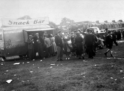 Snack bar at Scotstoun Showground, 1955
