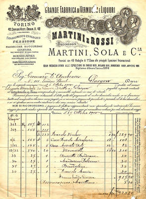 Invoice from Martini & Rossi