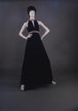 Black silk evening dress c 1972