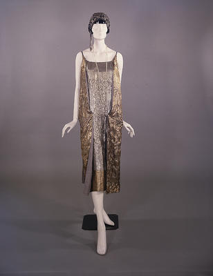 Gold and silver lame evening dress c 1924
